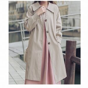 Plain Single-Breasted Midi Trench Coat(Size:M)